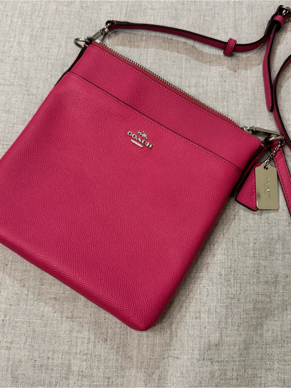 Coach Pebble Leather Crossbody Bag in Hot Pink